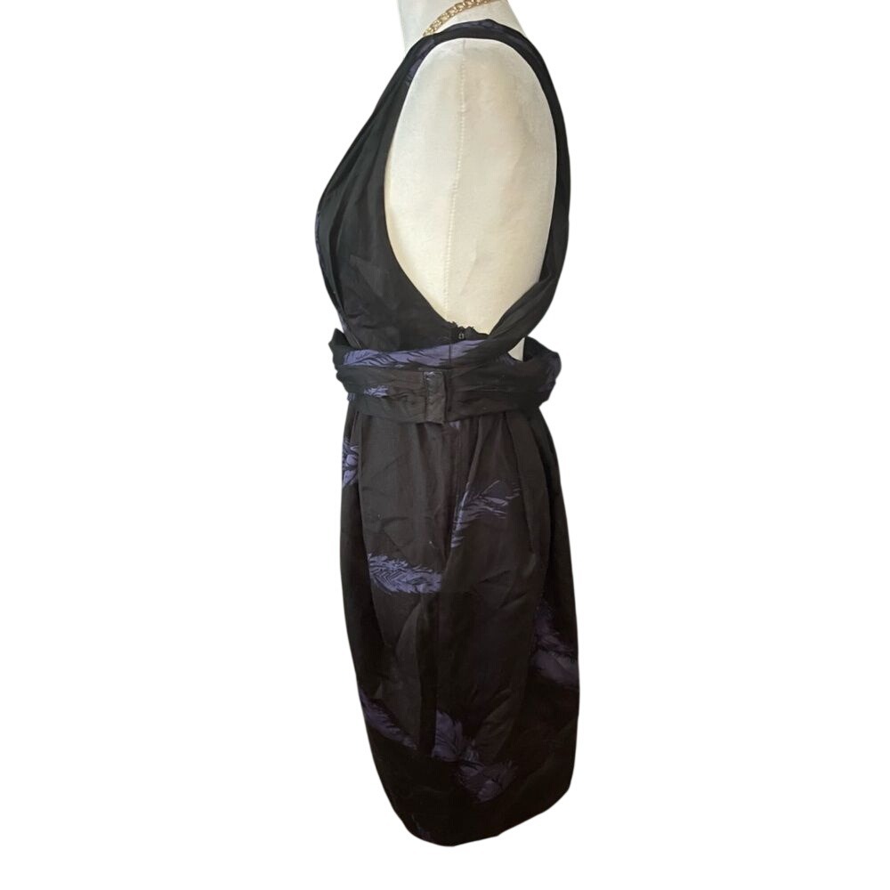Marc Jacobs Black Purple Wrap Dress Silk Blend Cross Back Cocktail Size 6 - Picture 5 of 8